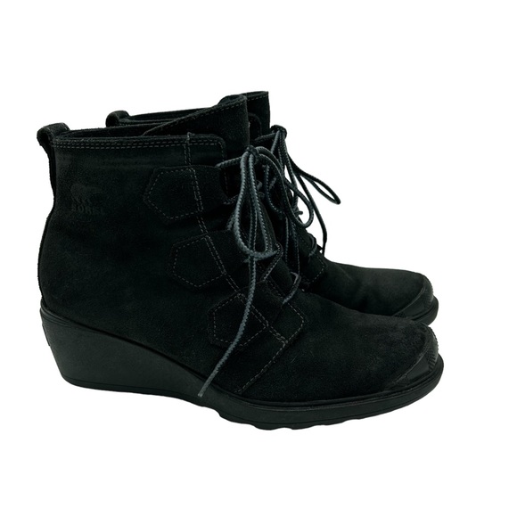 Sorel Shoes - Sorel Toronto Wedge Black Booties Suede Lace Up Snow Tread Size 7